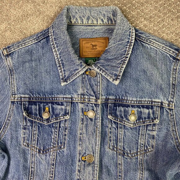 Vintage 90s Ralph Lauren Jeans Co. Denim Trucker Jacket Women's Medium Blue Jean - Picture 2 of 11